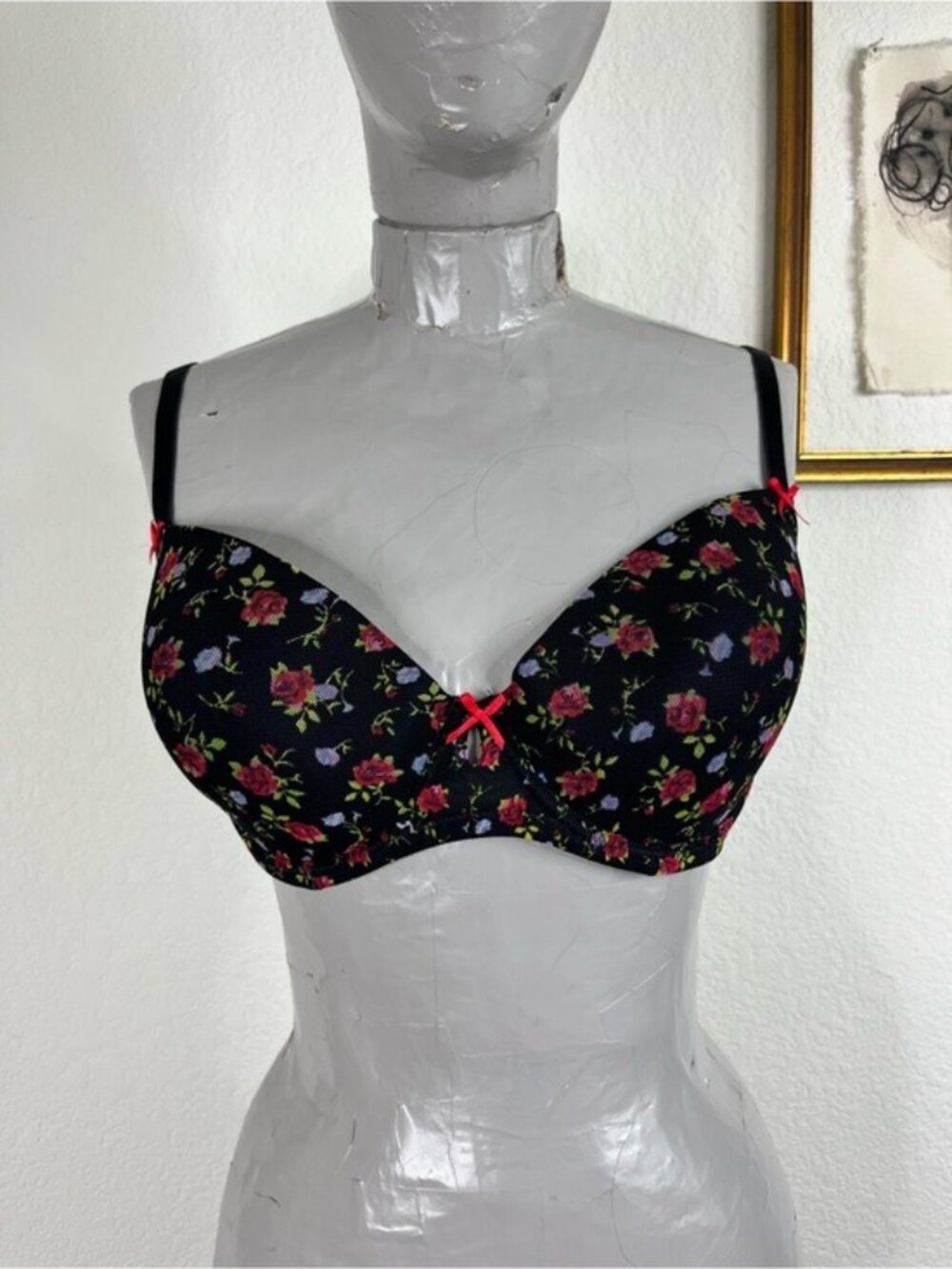 Betsy Johnson Intimates Push Up Mesh Floral Underwire Bra